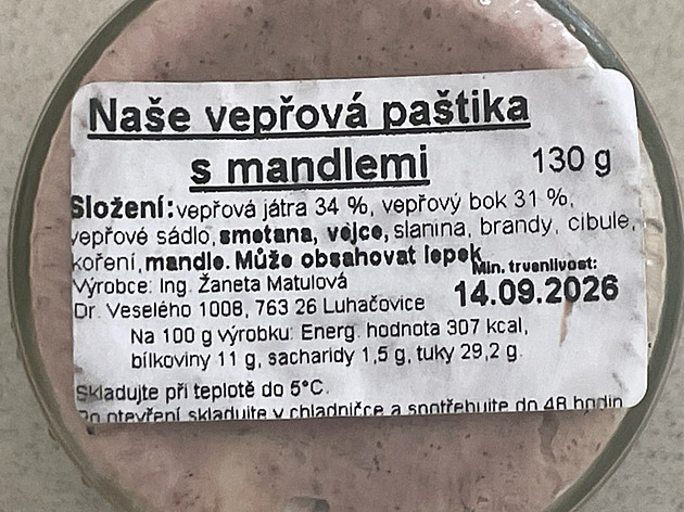 V paštice z Luhačovic může být botulotoxin. Nejezte ji, varuje hygiena